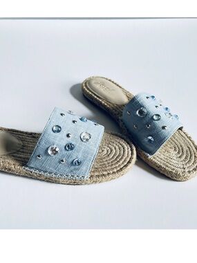 NWOT Jewel Badgley Mischka Kyra Slide Espadrille Sandals. Size 8